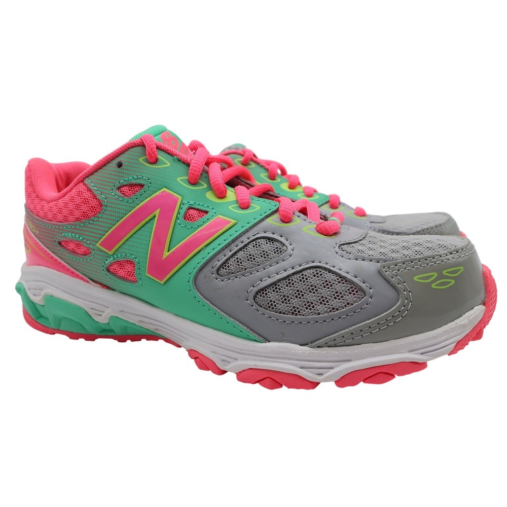 New Balance 680v3 Kids 4 Running Shoes Green Pink Grey KR680GKY Mesh Sneakers